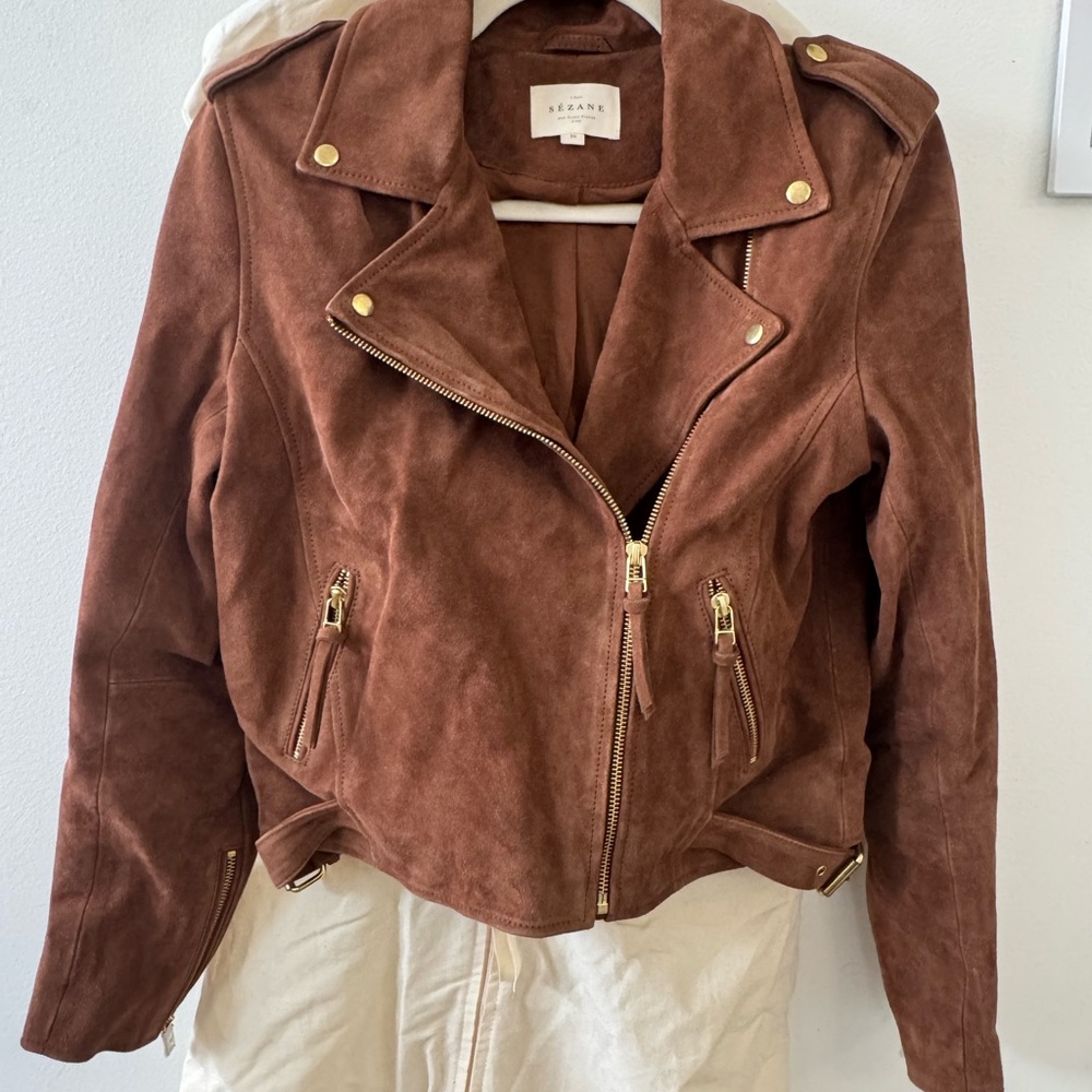 Sezane Zig Camel Leather Jacket - image 7